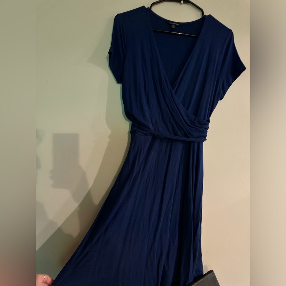 Navy Faux Wrap Dress